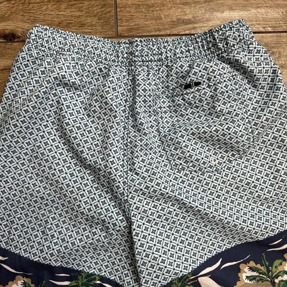 Nautica Swim Trunks Size M Multicolored Built In Brief Pockets Sailboat Print